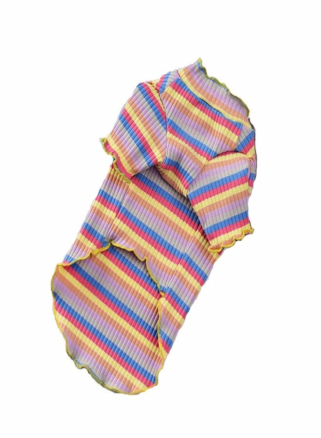 PETANGEL Stripe Print Pet Vest Breathable Autumn, Spring & Summer Cotton Sleeveless Shirt For Puppies & Small Dogs & Cat| Shirt For Yorkie, Shih Tzu, Lhasa etc. (Size:L, Chest:46cm & Back Length:33cm) - Image 2